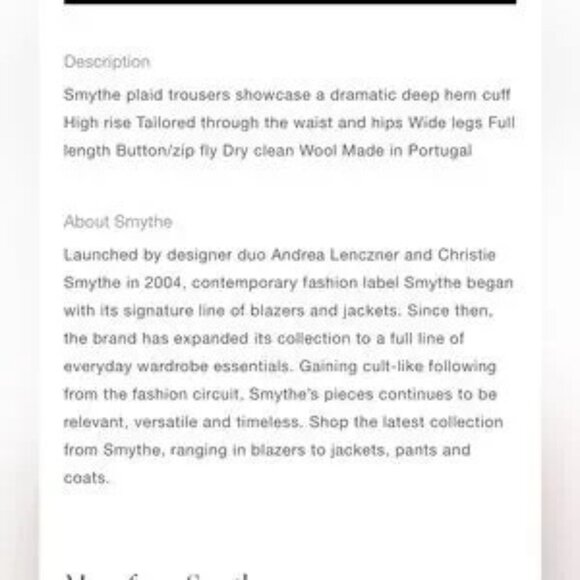 $695 SMYTHE High-Waisted Wool Plaid Cuffed PINK AND Black pants Trousers NWOT - Picture 8 of 8